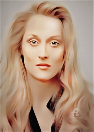 Digital Arts titled "Meryl Streep" by Ciezar, Original Artwork, Digital Painting