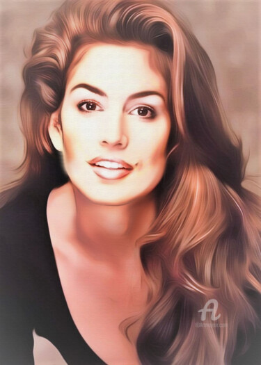 Arts numériques intitulée "Cindy Crawford" par Ciezar, Œuvre d'art originale, Peinture numérique