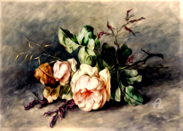 Artes digitais intitulada "Buquê de rosas vint…" por Ciezar, Obras de arte originais, Pintura digital