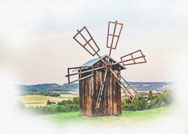 Moinho Antigo (Holanda) Digitale Künste mit dem Titel "Moinho Antigo (Hola…" von Ciezar, Original-Kunstwerk, Digitale Malerei