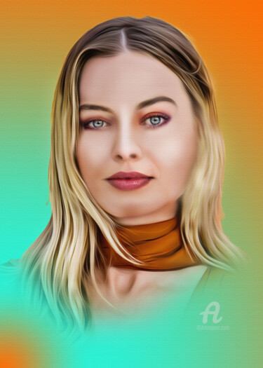Digital Arts titled "Margot Robbie" by Ciezar, Original Artwork, Digital Painting