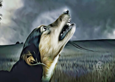 Digital Arts titled "O cão uivando" by Ciezar, Original Artwork, Digital Painting
