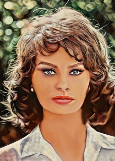 Цифровое искусство под названием "Sophia Loren (pintu…" - Ciezar, Подлинное произведение искусства, Цифровая живопись
