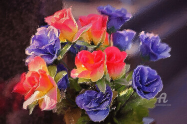 Artes digitais intitulada "Buquê de rosas colo…" por Ciezar, Obras de arte originais, Pintura digital