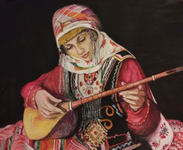 Drawing titled "Music is food for t…" by Yagmurca, Original Artwork, Watercolor