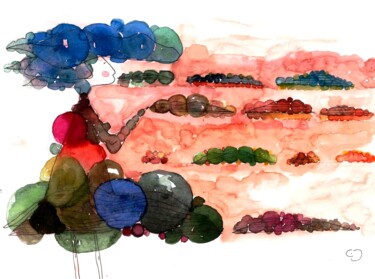 Arts numériques intitulée "pouf pouf" par Çiğdem Durukan, Œuvre d'art originale, Aquarelle