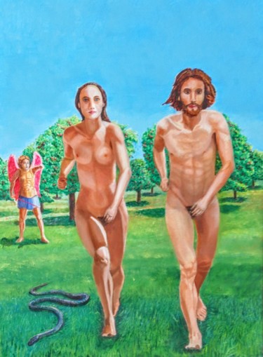Malarstwo zatytułowany „Expulsés du Paradis” autorstwa Cigno, Oryginalna praca, Olej