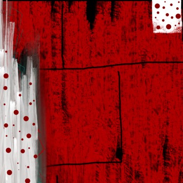 Digital Arts titled "Red Spots of Joy" by Cila, Original Artwork, Digital Painting Mounted on Aluminium