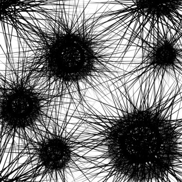 Digital Arts titled "Spiky Space" by Cila, Original Artwork, Digital Painting Mounted on Aluminium