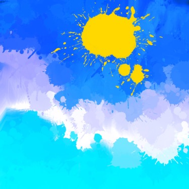 Digitale Kunst mit dem Titel "Splash of Sea, Sky…" von Cila, Original-Kunstwerk, Digitale Malerei