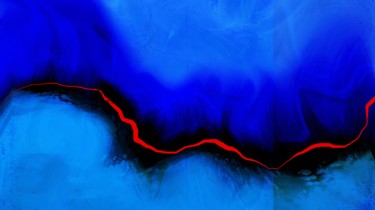Arts numériques intitulée "Red Line - Rectangu…" par Cila, Œuvre d'art originale, Peinture numérique