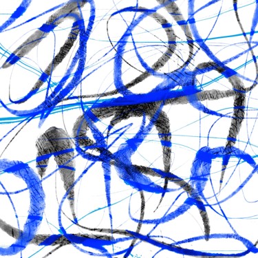 Digitale Kunst mit dem Titel "Good Vibes - Blue" von Cila, Original-Kunstwerk, Digitale Malerei