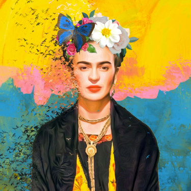 Digital Arts titled "Frida Kahlo" by Cila, Original Artwork, Photo Montage Mounted on Aluminium