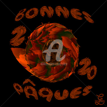 제목이 "Bonnes Pâques 2020"인 디지털 아트 Cilce로, 원작, 디지털 페인팅