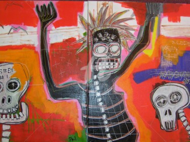 Schilderij getiteld "basquiat inspired 1" door Phil Cincinati, Origineel Kunstwerk, Acryl