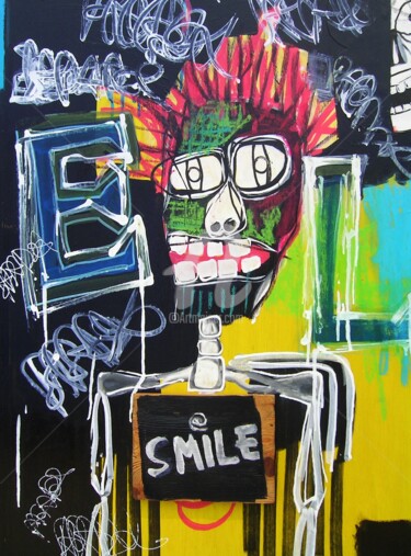 Malerei mit dem Titel "Smile" von Phil Cincinati, Original-Kunstwerk, Acryl