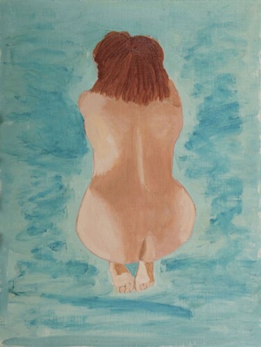 Peinture intitulée "Nu bleu" par Cindy De Coulon, Œuvre d'art originale, Huile