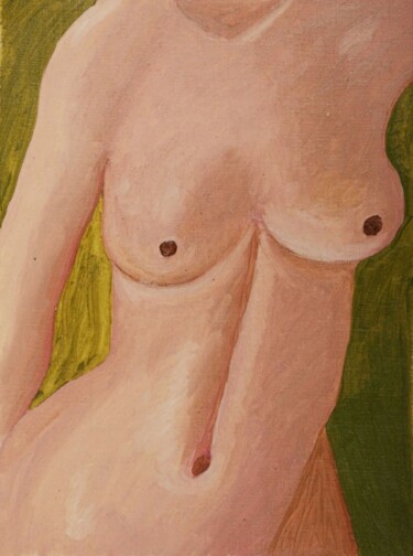 Peinture intitulée "Nu vert" par Cindy De Coulon, Œuvre d'art originale, Huile