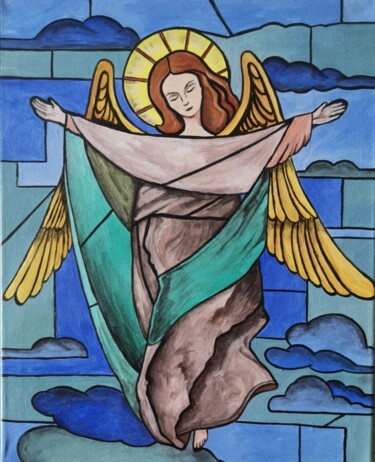 Pittura intitolato "Archange" da Cindy Le Boucher, Opera d'arte originale, Acrilico Montato su Telaio per barella in legno