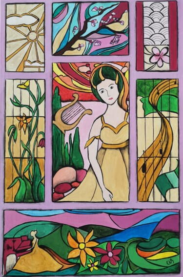 Schilderij getiteld "Hélène de Montgérou…" door Cindy Le Boucher, Origineel Kunstwerk, Acryl Gemonteerd op Frame voor houten…