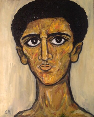 Painting titled "Regard du Fayoum (3)" by Cindy Millet, Original Artwork, Oil