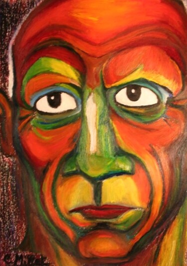 Pintura intitulada "Le regard de Pablo…" por Cindy Millet, Obras de arte originais, Óleo