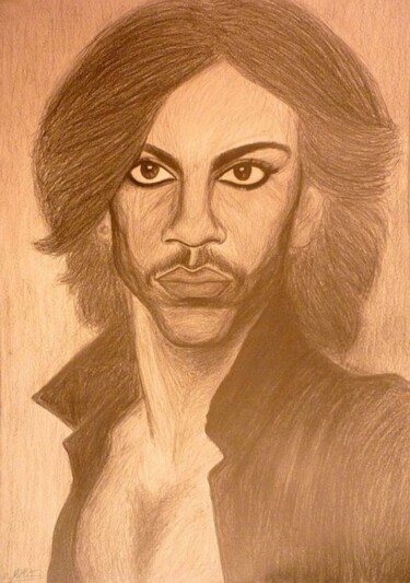 Dibujo titulada "Portrait de Prince" por Cindy Millet, Obra de arte original, Lápiz