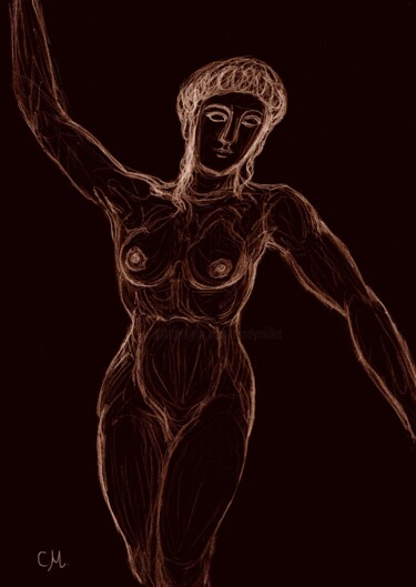 Tekening getiteld "Nymphe dansante" door Cindy Millet, Origineel Kunstwerk, Digitale fotografie