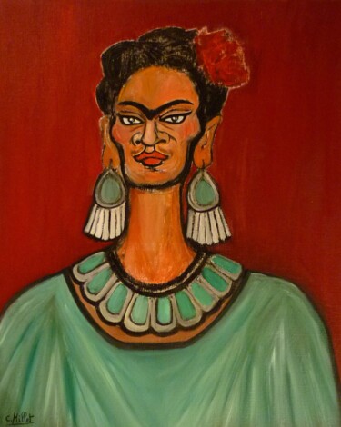 Peinture intitulée "Portrait de Frida K…" par Cindy Millet, Œuvre d'art originale, Huile