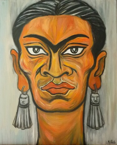 Malerei mit dem Titel "Portrait de Frida K…" von Cindy Millet, Original-Kunstwerk, Öl