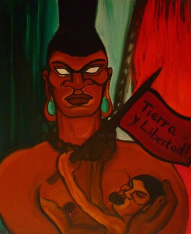 Schilderij getiteld "Tierra y Libertad !" door Cindy Millet, Origineel Kunstwerk, Olie