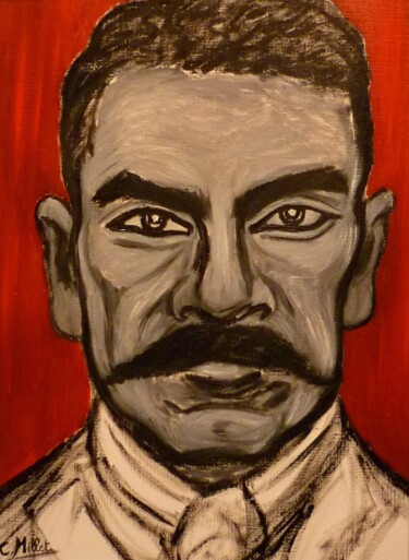 Painting titled "Portrait d'Emiliano…" by Cindy Millet, Original Artwork, Oil