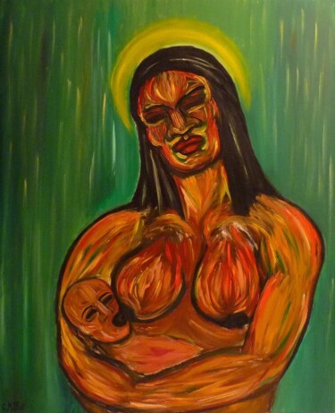 Pintura intitulada "Sainte Mère Nourric…" por Cindy Millet, Obras de arte originais, Óleo