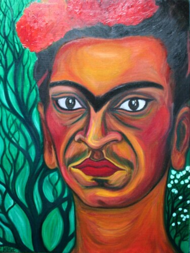 Painting titled "Portrait de Frida K…" by Cindy Millet, Original Artwork, Oil