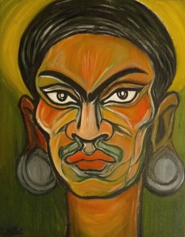 Pittura intitolato "Portrait de Frida K…" da Cindy Millet, Opera d'arte originale, Olio