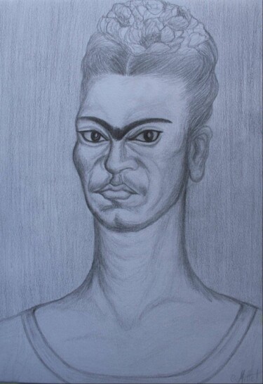 Zeichnungen mit dem Titel "Frida Kahlo, la dig…" von Cindy Millet, Original-Kunstwerk, Bleistift