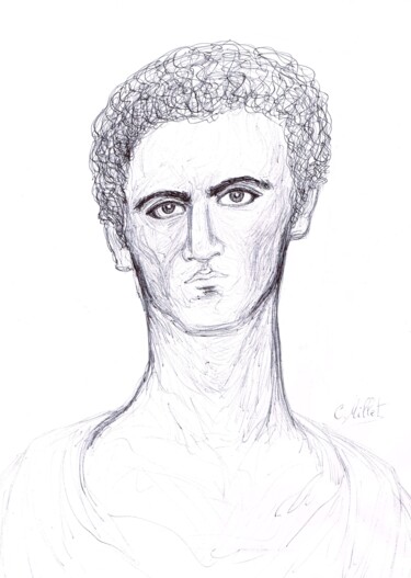 Drawing titled "Jeune homme de l'Eg…" by Cindy Millet, Original Artwork, Ballpoint pen