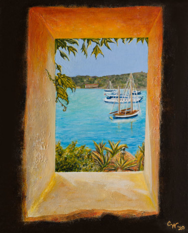Painting titled "Sentry View" by Cindy Wolsfeld, Original Artwork, Acrylic