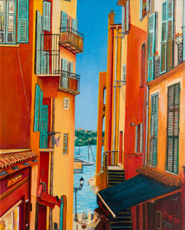 Painting titled "Mediterranean Colors" by Cindy Wolsfeld, Original Artwork, Acrylic