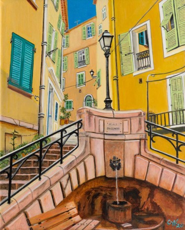 Painting titled "Place du Conseil" by Cindy Wolsfeld, Original Artwork, Acrylic