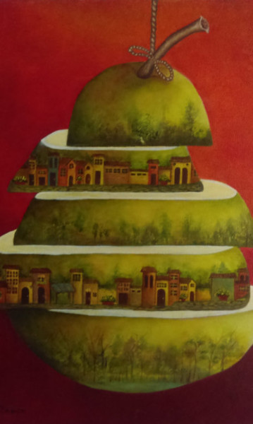 Peinture intitulée "The Pear" par Cindy Pance, Œuvre d'art originale, Huile