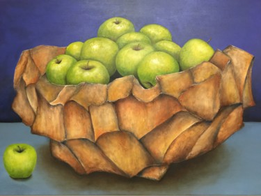 Painting titled "The Green Apples" by Cindy Pance, Original Artwork, Oil