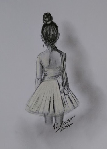 Drawing titled "0119-danseuse-class…" by Valérie Drouet, Original Artwork, Conté