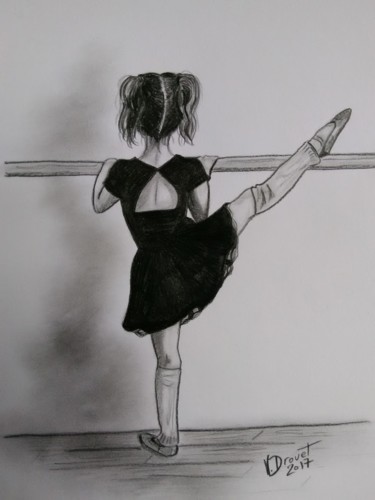 Rysunek zatytułowany „0120-jeune-danseuse…” autorstwa Valérie Drouet, Oryginalna praca, Conté