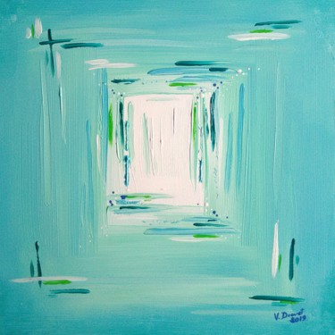 Schilderij getiteld "BLUE LAGOON" door Valérie Drouet, Origineel Kunstwerk, Acryl