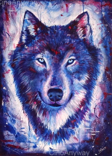Peinture intitulée "Loup Coloré I" par Cino, Œuvre d'art originale, Acrylique
