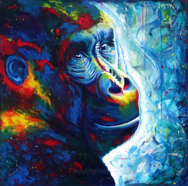 Peinture intitulée "Gorille Coloré I" par Cino, Œuvre d'art originale, Acrylique