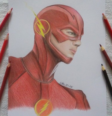 Desenho intitulada "The Flash Realismo" por Cinthia Barbosa, Obras de arte originais, Lápis