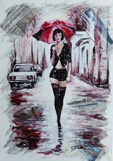 Painting titled "Sexy in the rain" by Cynthia, Original Artwork, Acrylic