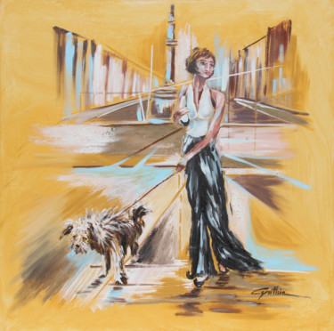 Pittura intitolato "Passeggiando con la…" da Cynthia, Opera d'arte originale, Acrilico